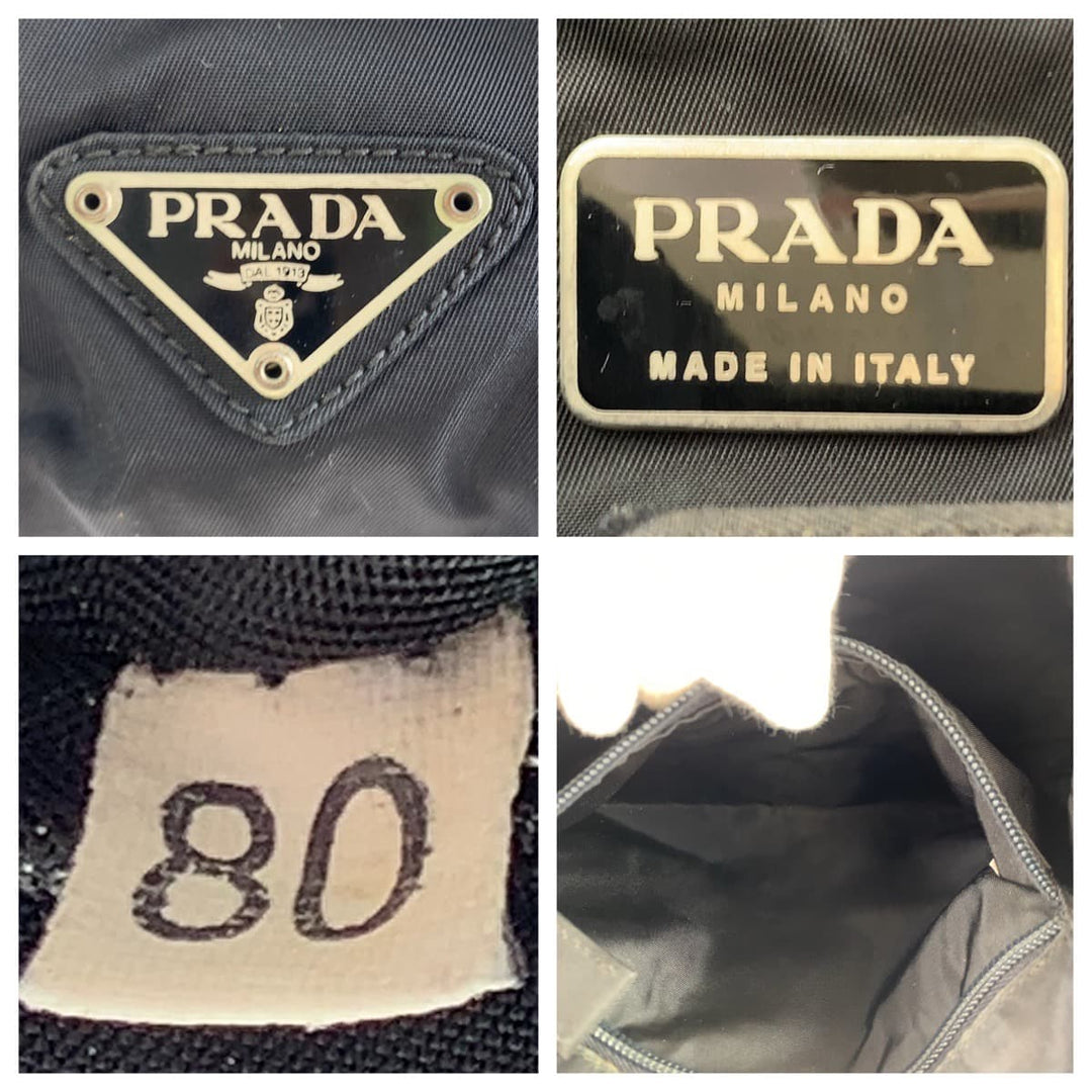 PRADA Shoulder Bag Nylon Black black Hobo Shoulder Bag Handbag Test Triangle With logo plastic handle Women Used Authentic