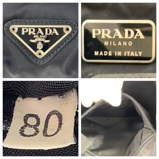 PRADA Shoulder Bag Nylon Black black Hobo Shoulder Bag Handbag Test Triangle With logo plastic handle Women Used Authentic