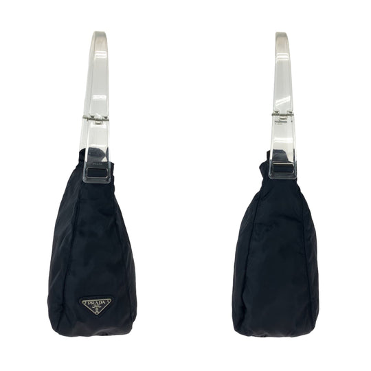 PRADA Shoulder Bag Nylon Black black Hobo Shoulder Bag Handbag Test Triangle With logo plastic handle Women Used Authentic