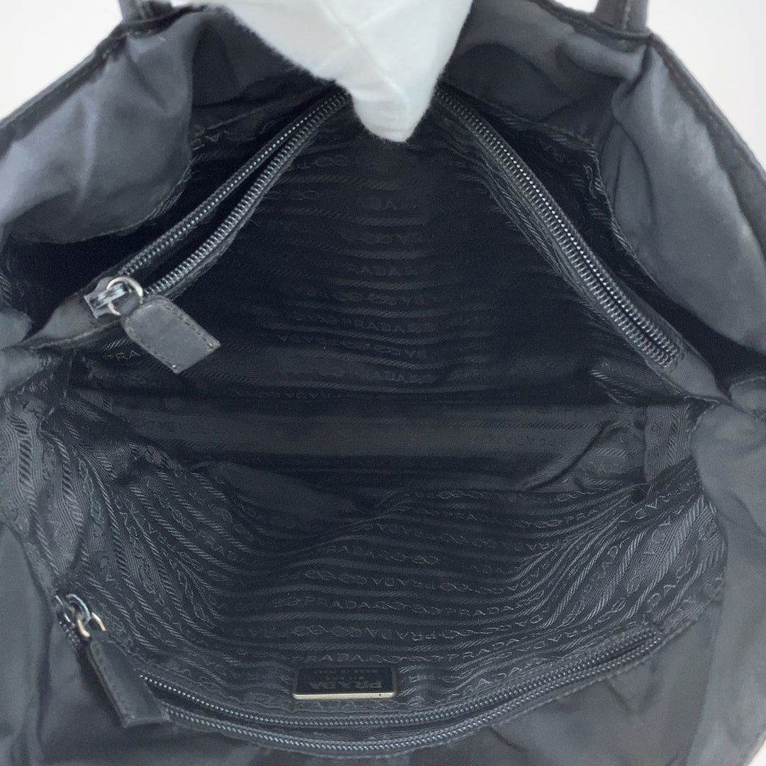 PRADA Tote Bag Nylon black Tote Bag handbag Test Triangle With logo Women Used Authentic