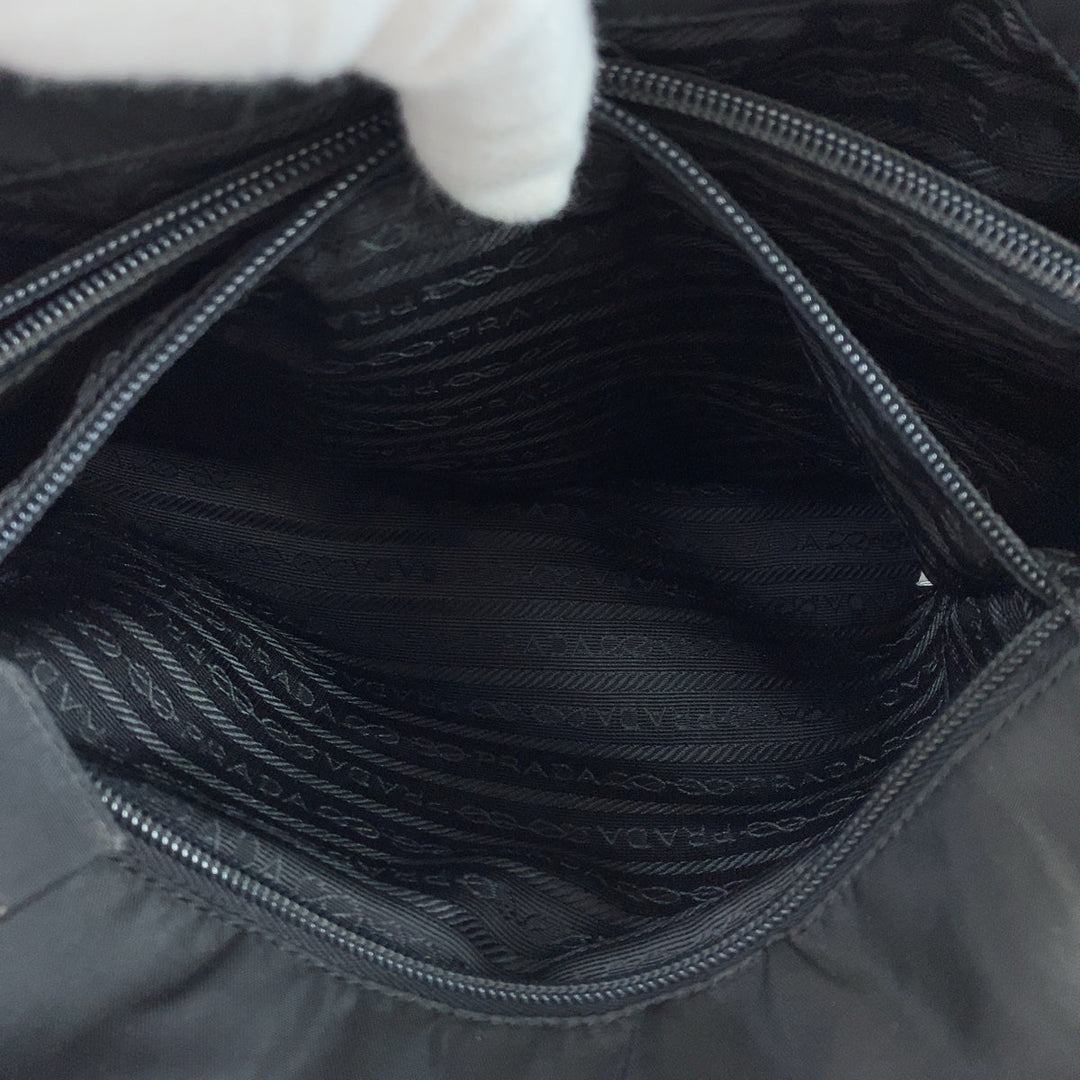 PRADA Tote Bag Nylon black Tote Bag handbag Test Triangle With logo Women Used Authentic