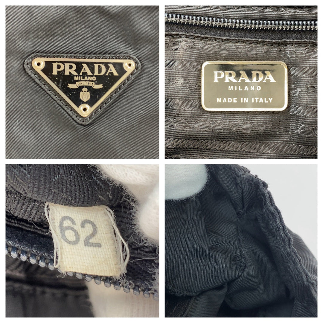 PRADA Tote Bag Nylon black Tote Bag handbag Test Triangle With logo Women Used Authentic