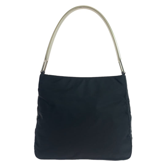 PRADA Shoulder Bag Nylon black Hobo Shoulder Bag Test Triangle logo plastic handle Women Used Authentic