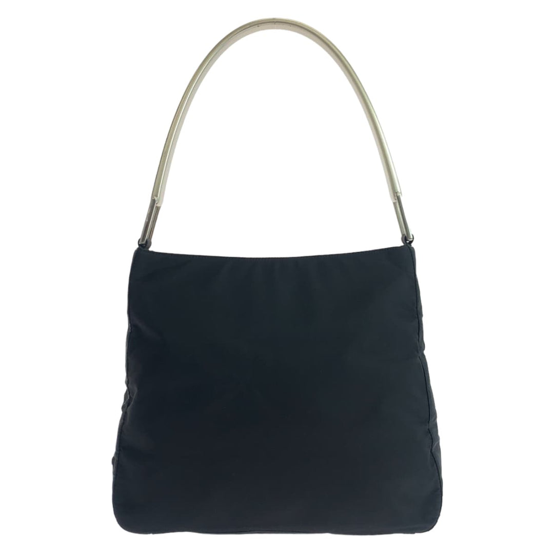 PRADA Shoulder Bag Nylon black Hobo Shoulder Bag Test Triangle logo plastic handle Women Used Authentic
