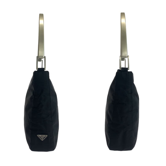 PRADA Shoulder Bag Nylon black Hobo Shoulder Bag Test Triangle logo plastic handle Women Used Authentic
