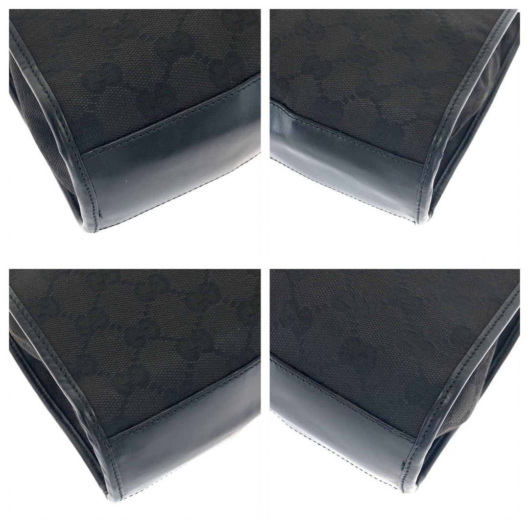 GUCCI Tote Bag 002 1065 GG canvas Black SilverMetal Tote Bag handbag Jackie Women Used Authentic