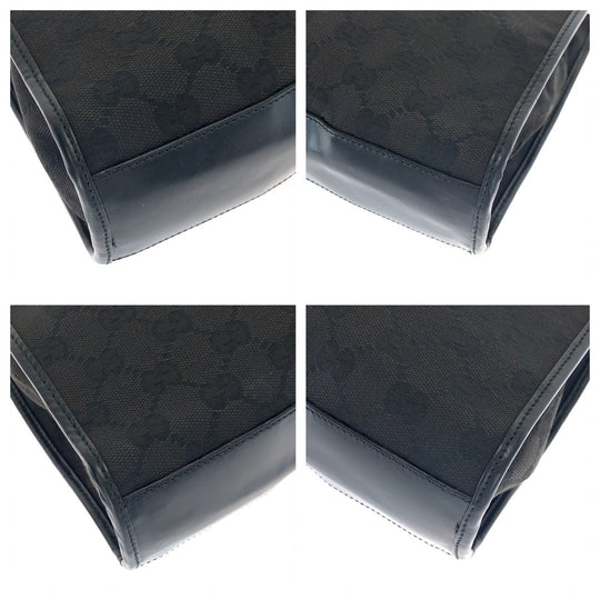 GUCCI Tote Bag 002 1065 GG canvas Black SilverMetal Tote Bag handbag Jackie Women Used Authentic