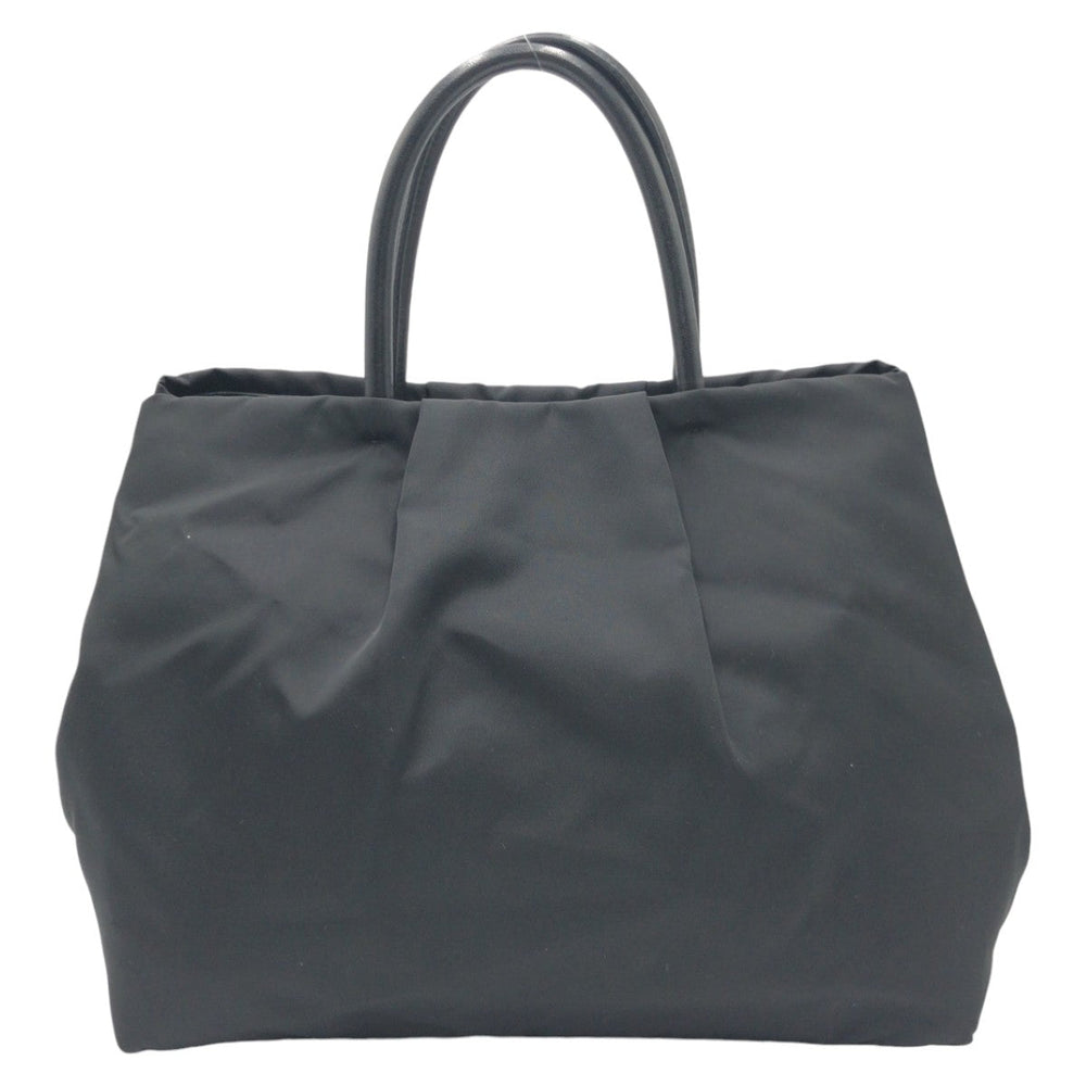 PRADA Tote Bag Nylon Black GoldMetal Tote Bag handbag Test Triangle Logo Ribbon Women Used Authentic