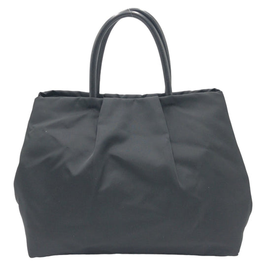 PRADA Tote Bag Nylon Black GoldMetal Tote Bag handbag Test Triangle Logo Ribbon Women Used Authentic