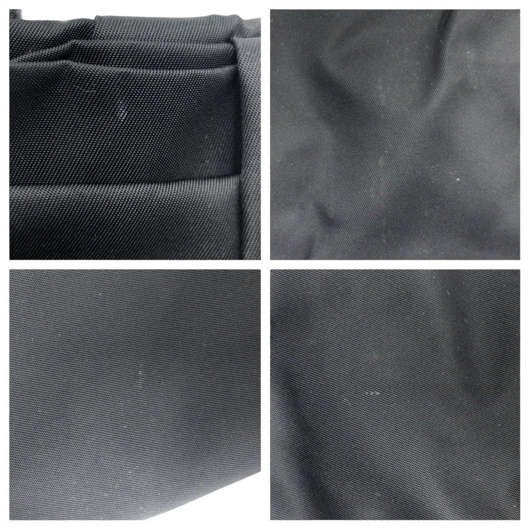 PRADA Tote Bag Nylon Black GoldMetal Tote Bag handbag Test Triangle Logo Ribbon Women Used Authentic