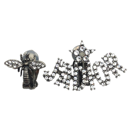 Dior Earring metal Silver Earring J'A DIOR Bee Rhinestone Women Used Authentic