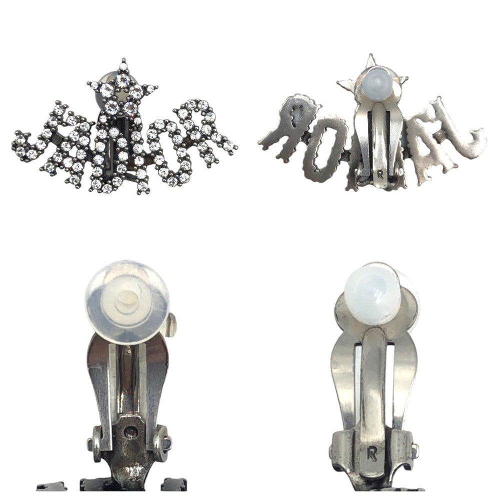 Dior Earring metal Silver Earring J'A DIOR Bee Rhinestone Women Used Authentic