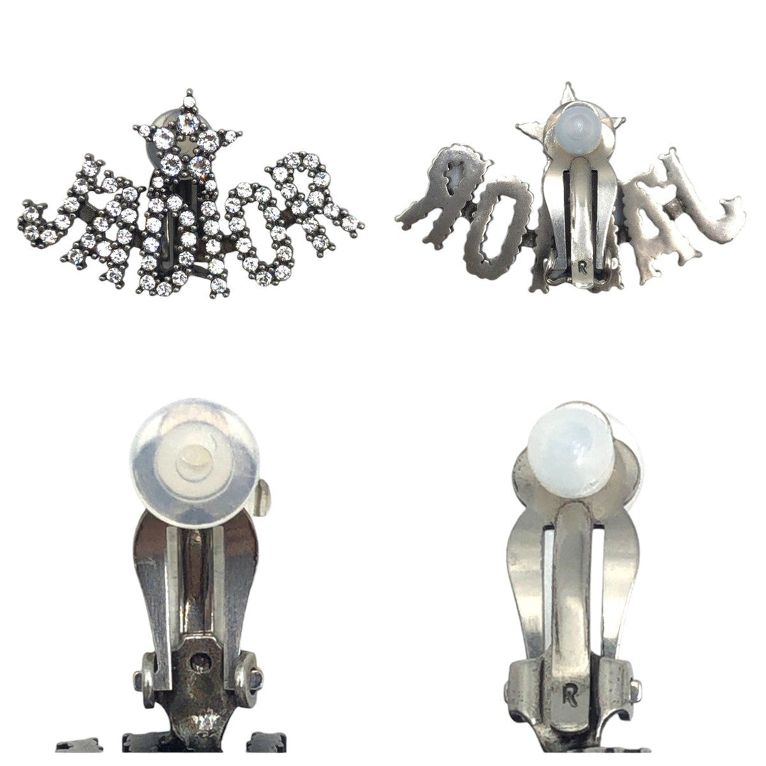Dior Earring metal Silver Earring J'A DIOR Bee Rhinestone Women Used Authentic