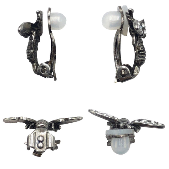 Dior Earring metal Silver Earring J'A DIOR Bee Rhinestone Women Used Authentic