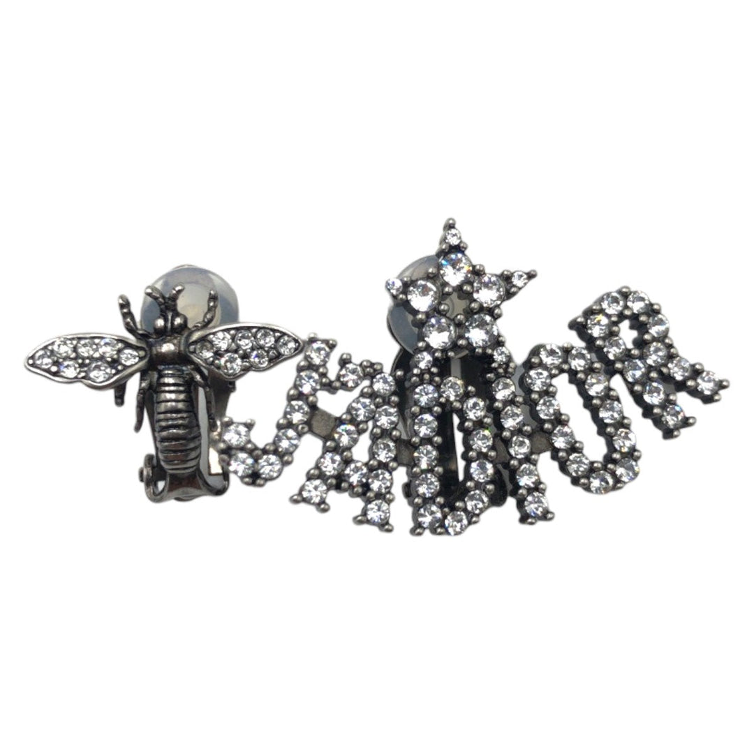 Dior Earring metal Silver Earring J'A DIOR Bee Rhinestone Women Used Authentic