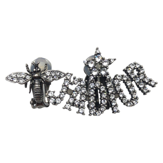 Dior Earring metal Silver Earring J'A DIOR Bee Rhinestone Women Used Authentic