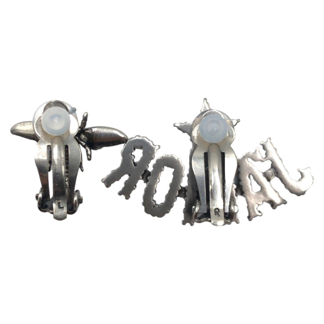 Dior Earring metal Silver Earring J'A DIOR Bee Rhinestone Women Used Authentic