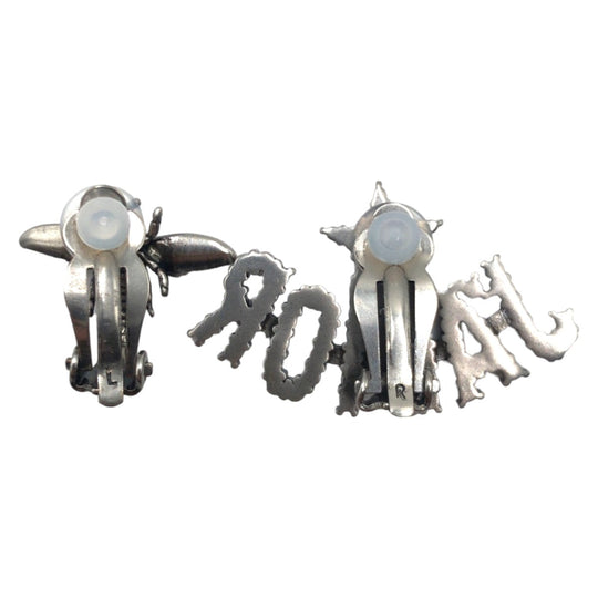 Dior Earring metal Silver Earring J'A DIOR Bee Rhinestone Women Used Authentic