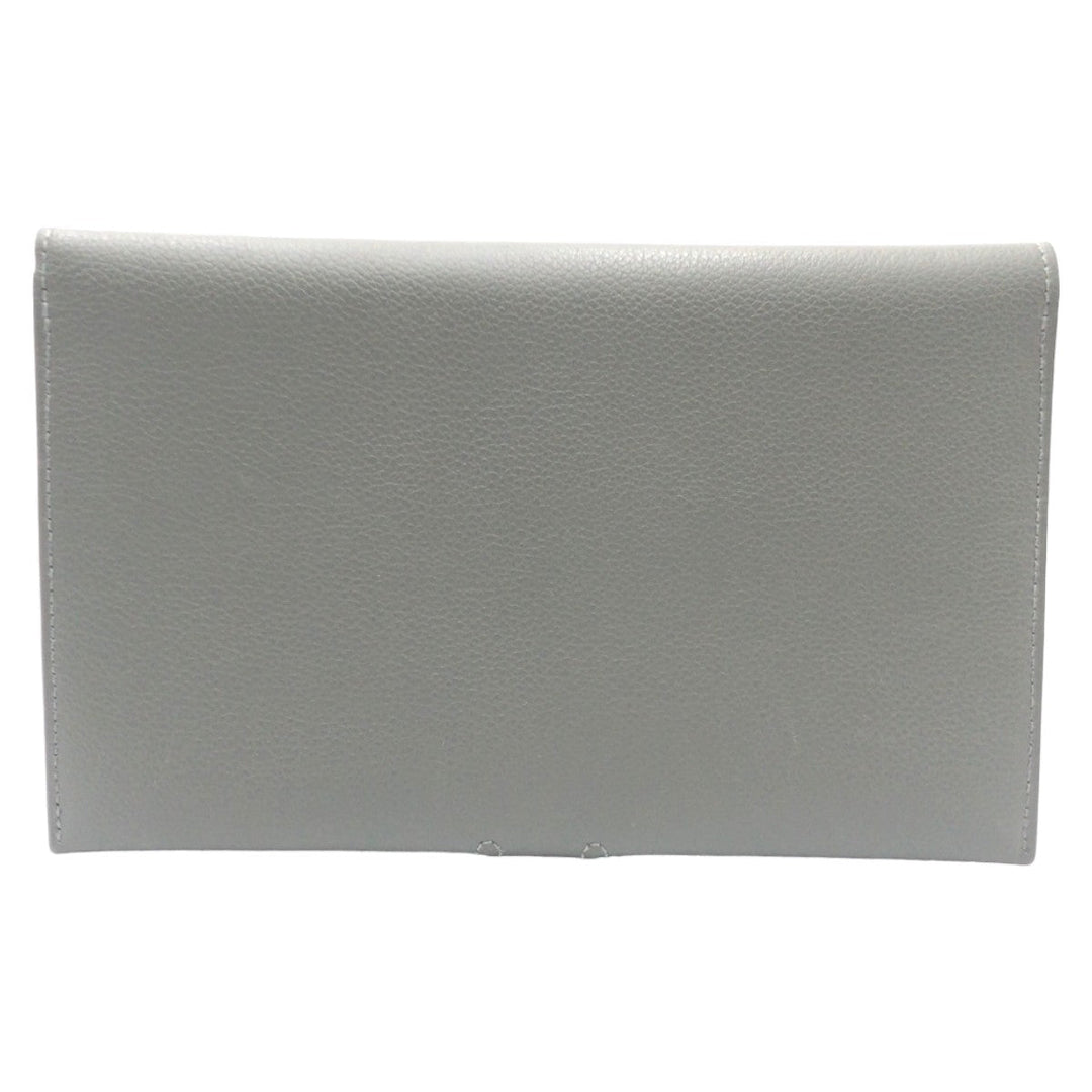 HERMES Long Wallet Purse leather Grey SilverMetal Long Wallet Purse RMS Tutankhamun Women Used Authentic