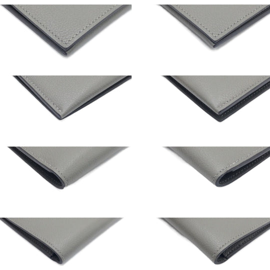 HERMES Long Wallet Purse leather Grey SilverMetal Long Wallet Purse RMS Tutankhamun Women Used Authentic
