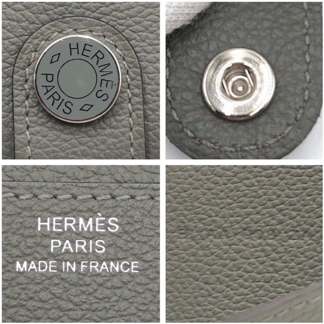 HERMES Long Wallet Purse leather Grey SilverMetal Long Wallet Purse RMS Tutankhamun Women Used Authentic