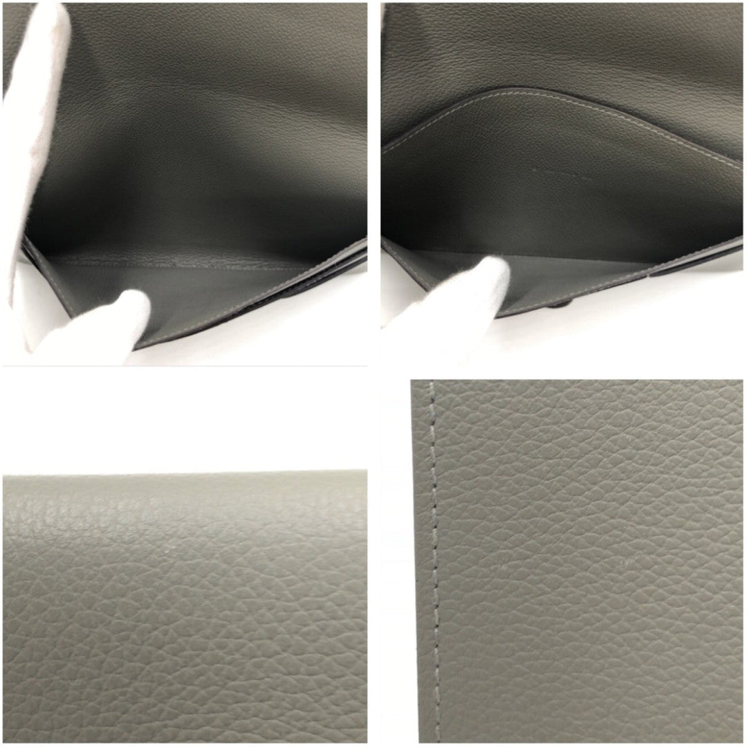 HERMES Long Wallet Purse leather Grey SilverMetal Long Wallet Purse RMS Tutankhamun Women Used Authentic