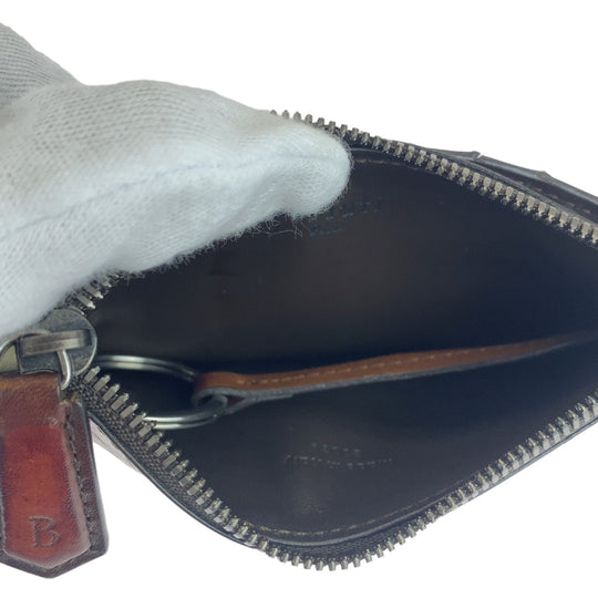 Berluti Card Case leather Brown Silver Metal Fragment case Coin case Card Case Core maxi Calligraphy script mens Used Authentic