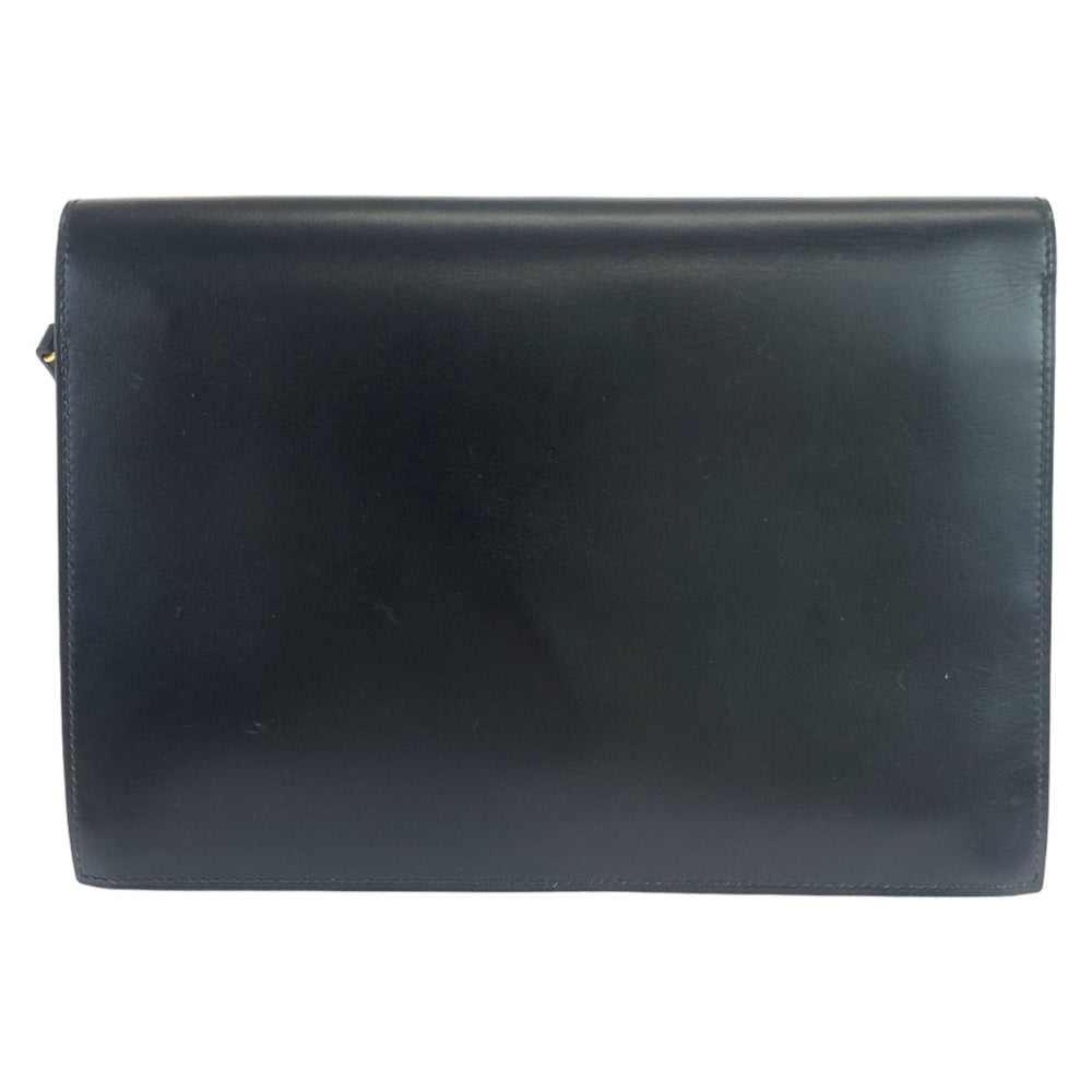 HERMES Clutch bag Box scarf Black GoldMetal Clutch bag business bag Pochette jet mens Used Authentic