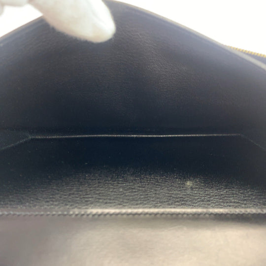 HERMES Clutch bag Box scarf Black GoldMetal Clutch bag business bag Pochette jet mens Used Authentic