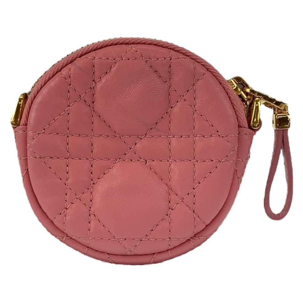 Dior Shoulder Bag leather Pink Gold Metal Shoulder Bag pouch Cannage Caro Women Used Authentic
