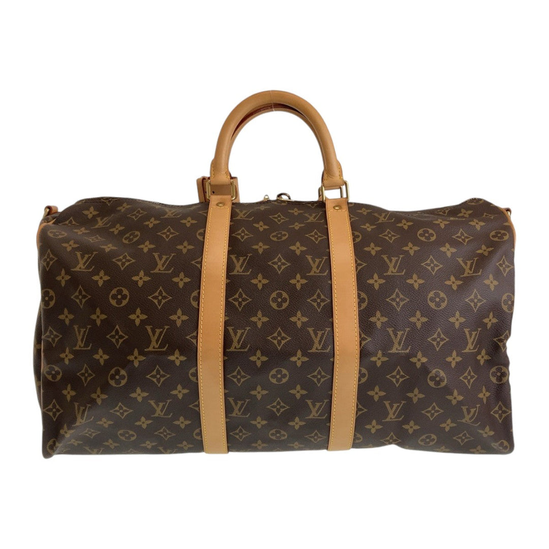 LOUIS VUITTON Boston Duffel bag M41416 PVC Brown Beige Gold Metal Shoulder Bag Boston Duffel bag 2way Monogram Keepall bandouliere50 mens Used Authentic