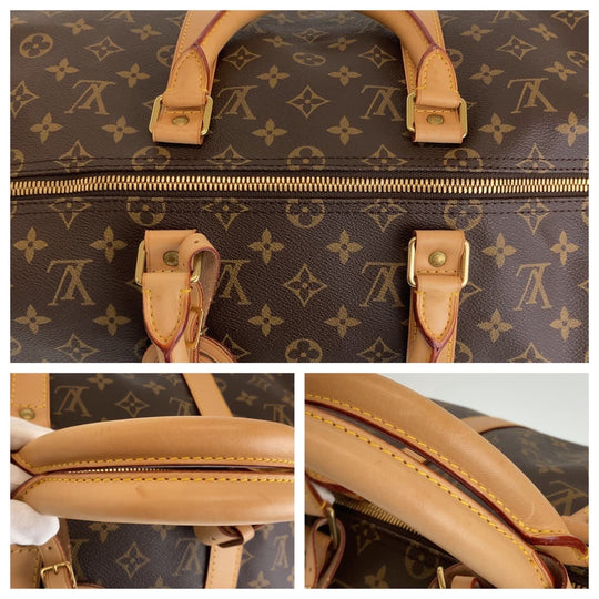 LOUIS VUITTON Boston Duffel bag M41416 PVC Brown Beige Gold Metal Shoulder Bag Boston Duffel bag 2way Monogram Keepall bandouliere50 mens Used Authentic