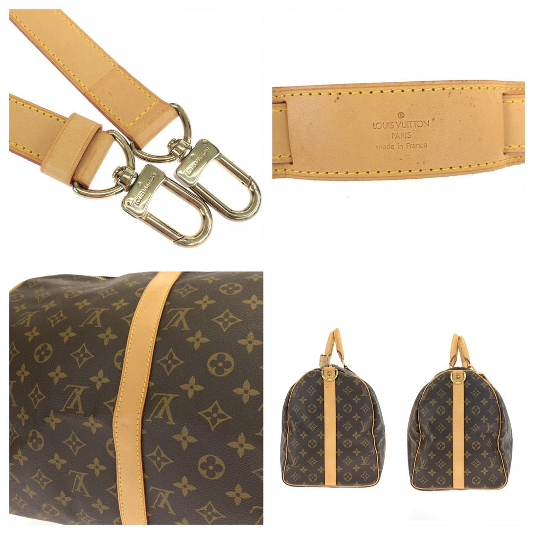 LOUIS VUITTON Boston Duffel bag M41416 PVC Brown Beige Gold Metal Shoulder Bag Boston Duffel bag 2way Monogram Keepall bandouliere50 mens Used Authentic