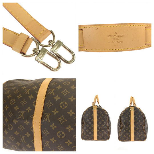 LOUIS VUITTON Boston Duffel bag M41416 PVC Brown Beige Gold Metal Shoulder Bag Boston Duffel bag 2way Monogram Keepall bandouliere50 mens Used Authentic