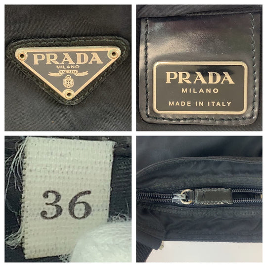 PRADA Shoulder Bag Nylon black Crossbody Shoulder Bag Messenger Bag Test Triangle With logo mens Used Authentic