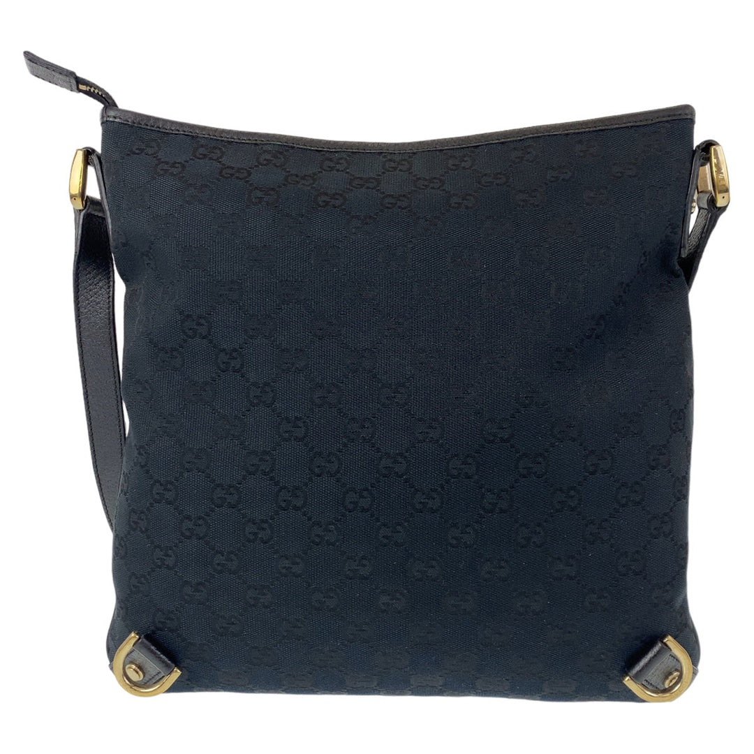GUCCI Shoulder Bag 131326 GG canvas, leather Black GoldMetal Crossbody Shoulder Bag Messenger Bag Abbey Women Used Authentic