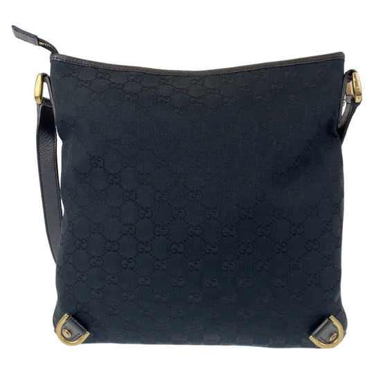 GUCCI Shoulder Bag 131326 GG canvas, leather Black GoldMetal Crossbody Shoulder Bag Messenger Bag Abbey Women Used Authentic