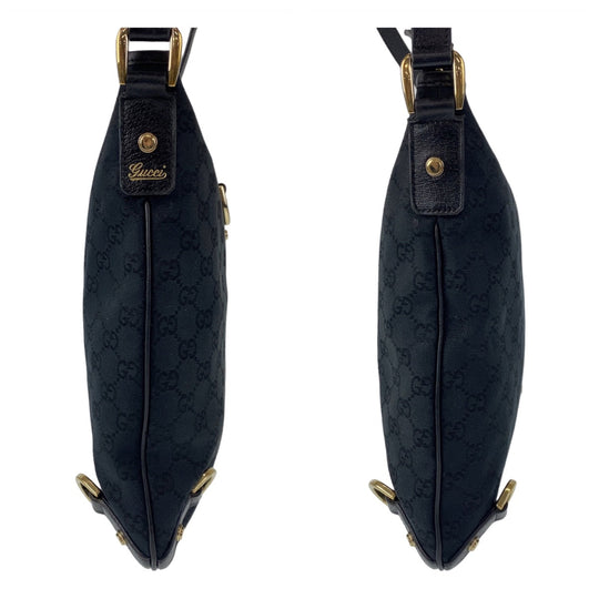 GUCCI Shoulder Bag 131326 GG canvas, leather Black GoldMetal Crossbody Shoulder Bag Messenger Bag Abbey Women Used Authentic
