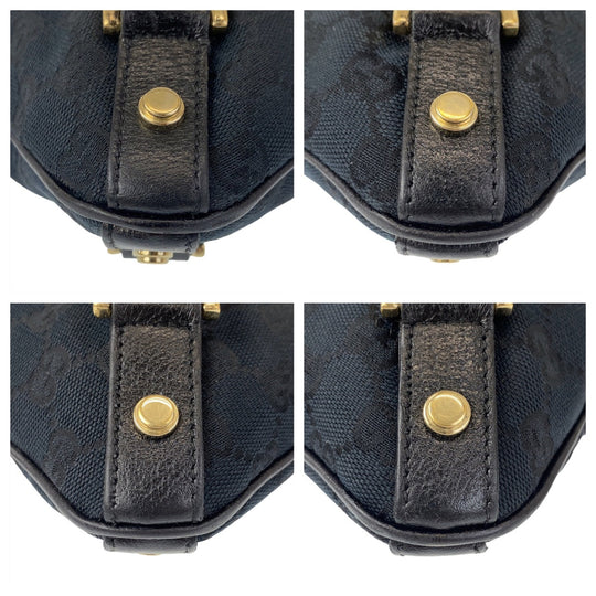 GUCCI Shoulder Bag 131326 GG canvas, leather Black GoldMetal Crossbody Shoulder Bag Messenger Bag Abbey Women Used Authentic