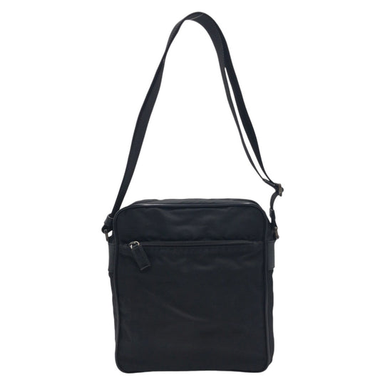 PRADA Shoulder Bag Nylon Black SilverMetal Crossbody Shoulder Bag Messenger Bag Test Triangular logo mens Used Authentic