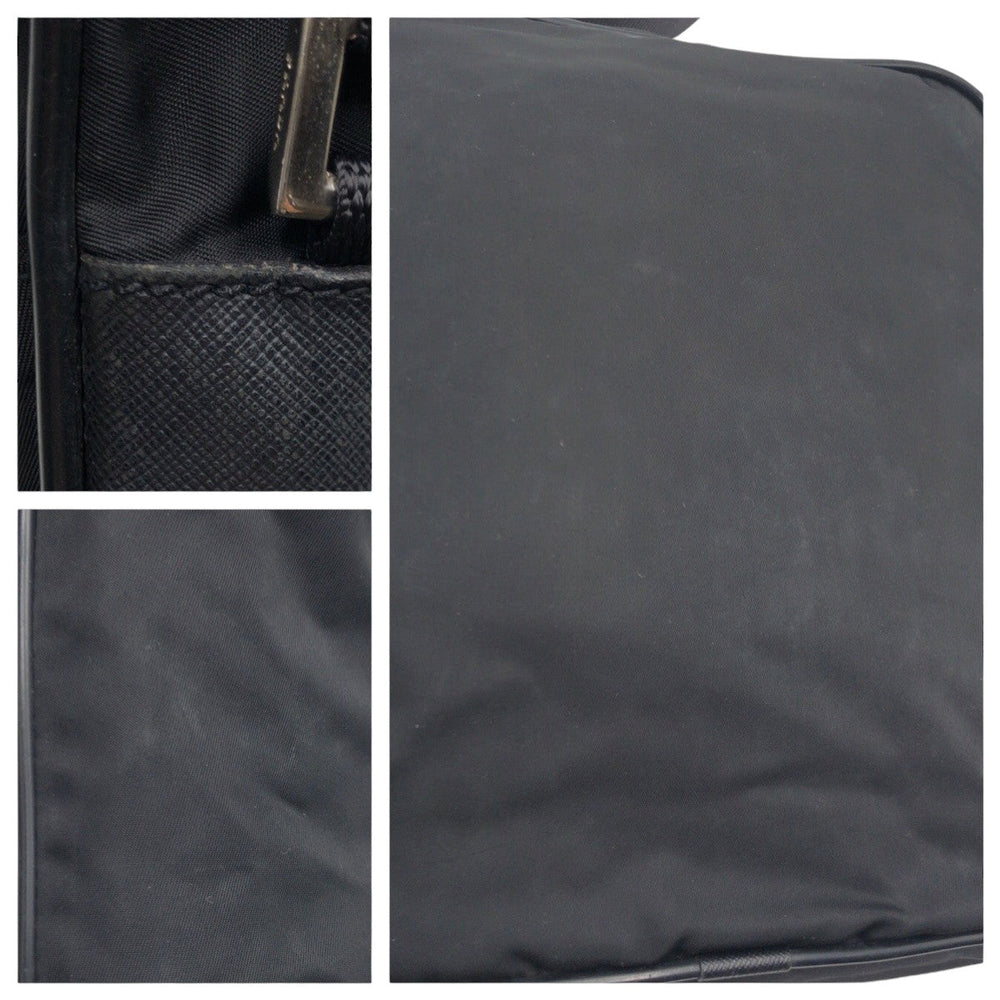 PRADA Shoulder Bag Nylon Black SilverMetal Crossbody Shoulder Bag Messenger Bag Test Triangular logo mens Used Authentic