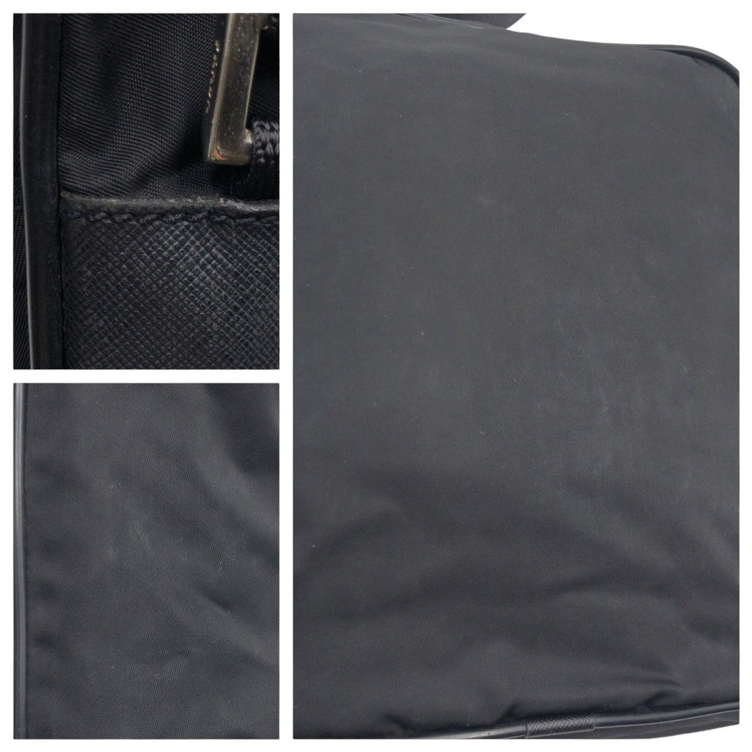 PRADA Shoulder Bag Nylon Black SilverMetal Crossbody Shoulder Bag Messenger Bag Test Triangular logo mens Used Authentic