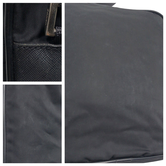 PRADA Shoulder Bag Nylon Black SilverMetal Crossbody Shoulder Bag Messenger Bag Test Triangular logo mens Used Authentic