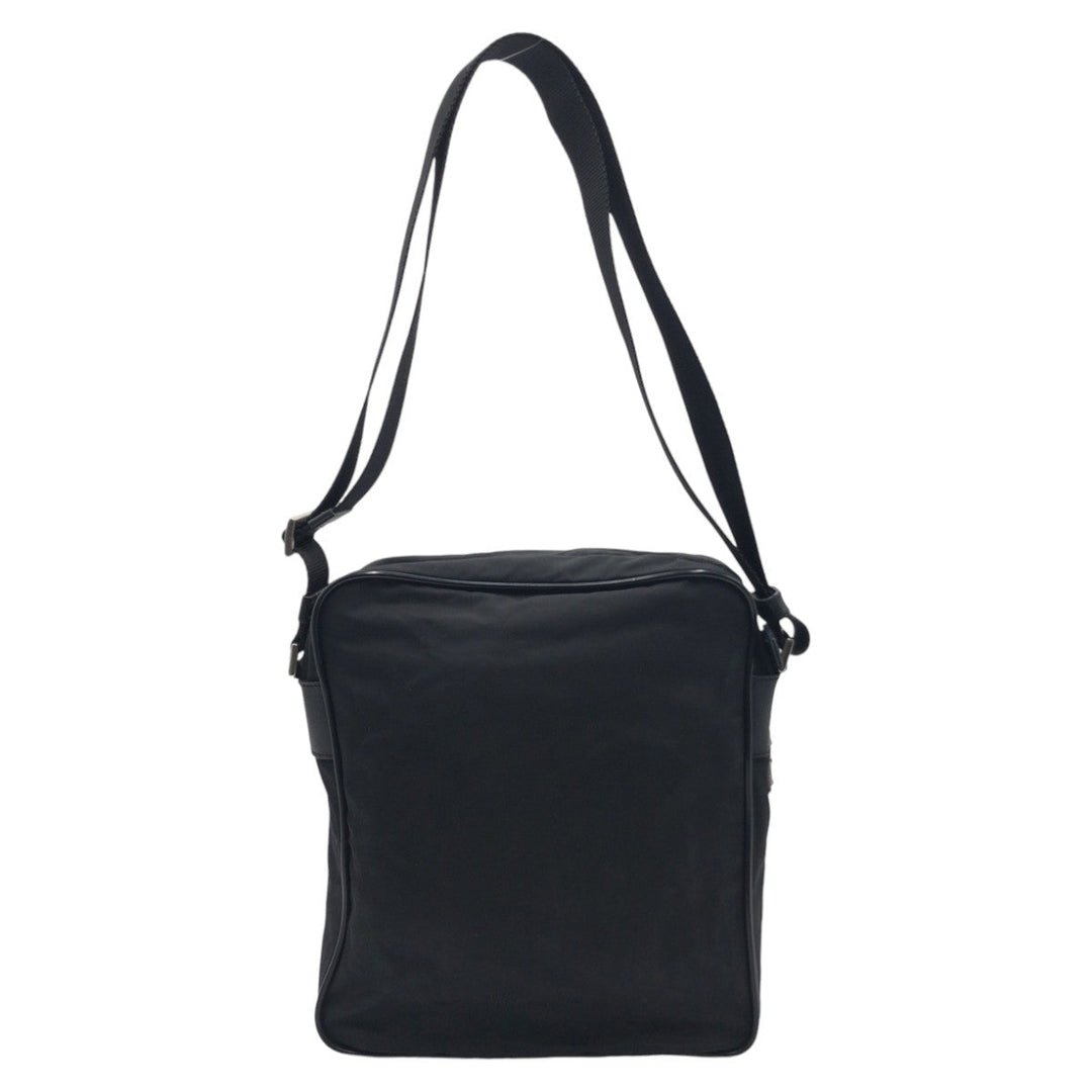 PRADA Shoulder Bag Nylon Black SilverMetal Crossbody Shoulder Bag Messenger Bag Test Triangular logo mens Used Authentic