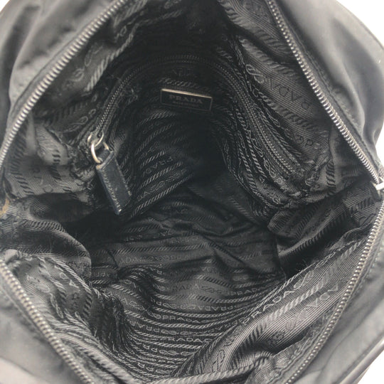 PRADA Shoulder Bag Nylon Black SilverMetal Crossbody Shoulder Bag Messenger Bag Test Triangular logo mens Used Authentic