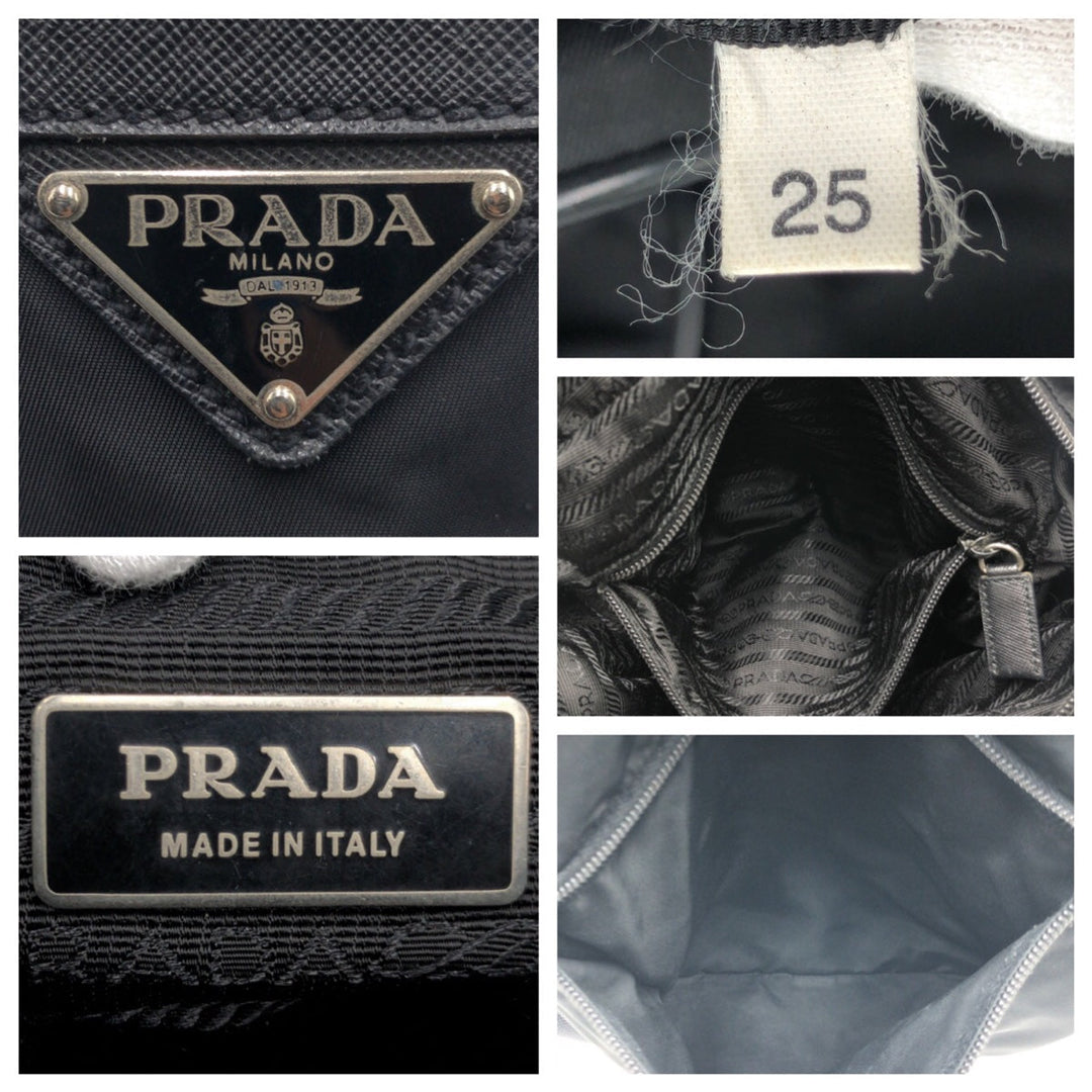 PRADA Shoulder Bag Nylon Black SilverMetal Crossbody Shoulder Bag Messenger Bag Test Triangular logo mens Used Authentic