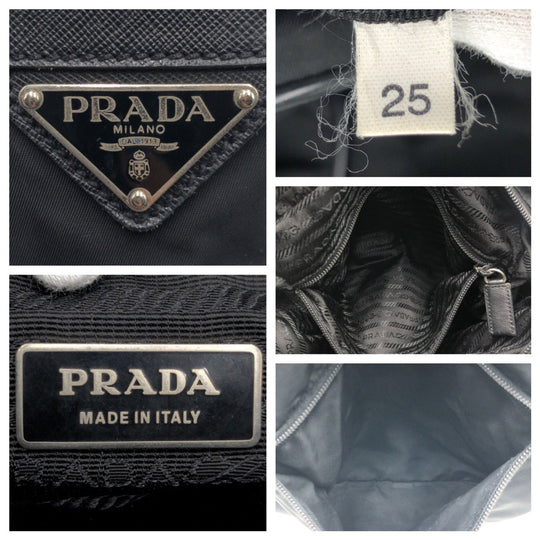 PRADA Shoulder Bag Nylon Black SilverMetal Crossbody Shoulder Bag Messenger Bag Test Triangular logo mens Used Authentic