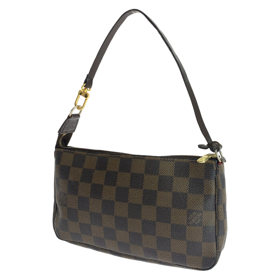 LOUIS VUITTON Handbag N51985 PVC Brown Gold Metal Handbag accessory pouch Damier Ebene Navona Accessoires Women Used Authentic
