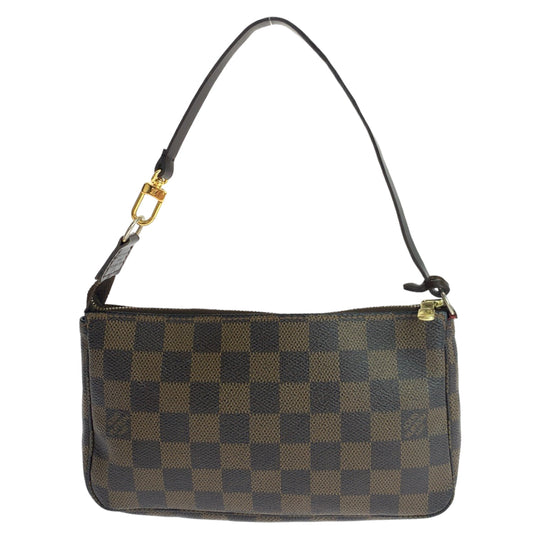 LOUIS VUITTON Handbag N51985 PVC Brown Gold Metal Handbag accessory pouch Damier Ebene Navona Accessoires Women Used Authentic