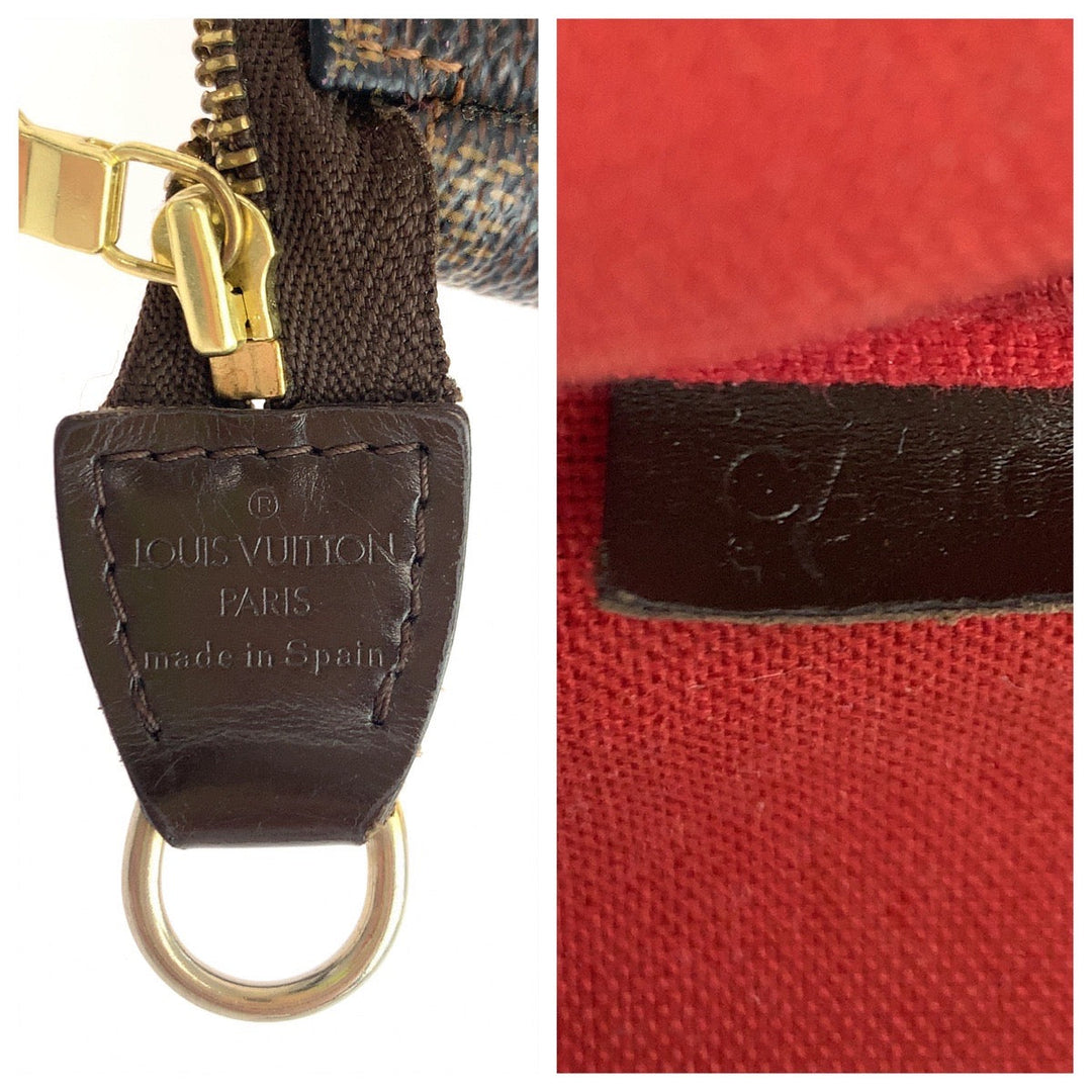 LOUIS VUITTON Handbag N51985 PVC Brown Gold Metal Handbag accessory pouch Damier Ebene Navona Accessoires Women Used Authentic